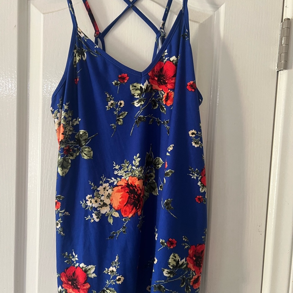 Floral Strappy Blue Dress